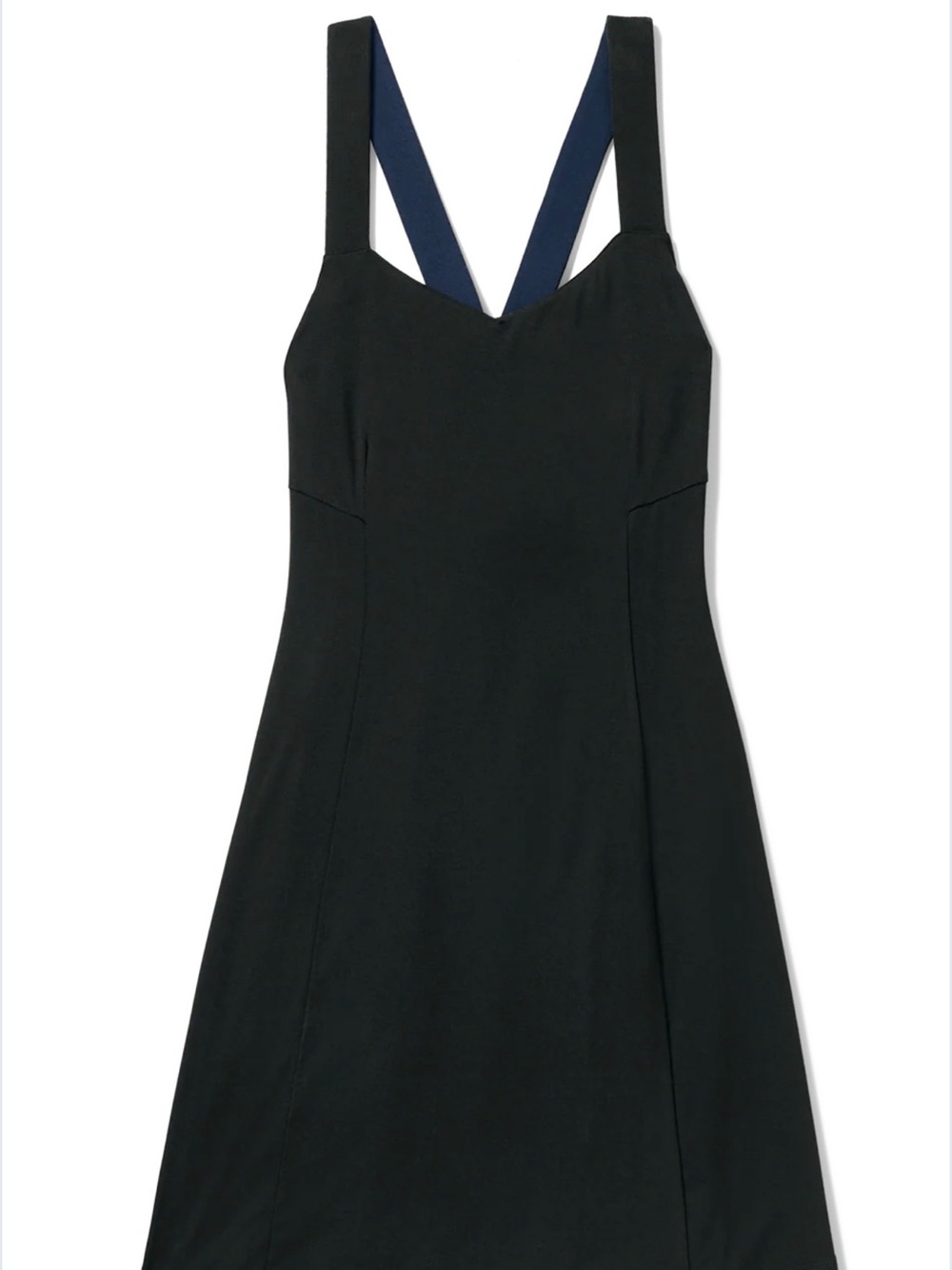 CAbi Black/Navy Reversible Midi Dress with Cross-Back Straps